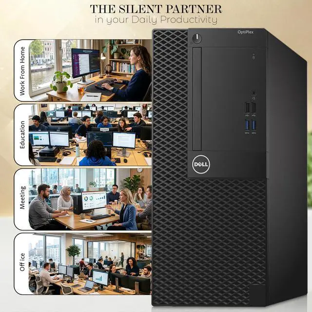 Alt view image 6 of 6 - Dell 3050 Personal Tower PC, Intel Core i5-6500 Up to 3.60 GHz, 16GB DDR4 Ram, 256GB SSD, 24 Inch LED Monitor, Keyboard and Mouse, Built-in Wifi , Windows 11 Pro, Home and office Desktop (Renewed)