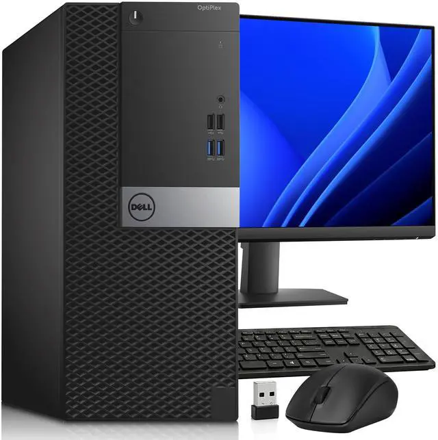 Main image of Dell 5040 Desktop Tower PC, Intel Core i7-6700 , 8GB RAM, 256GB SSD, 24 Inch LED Monitor, HDMI, Display Port, Wireless Keyboard and Mouse, Wi-Fi, Windows 11 Pro, Business Computer (Renewed)