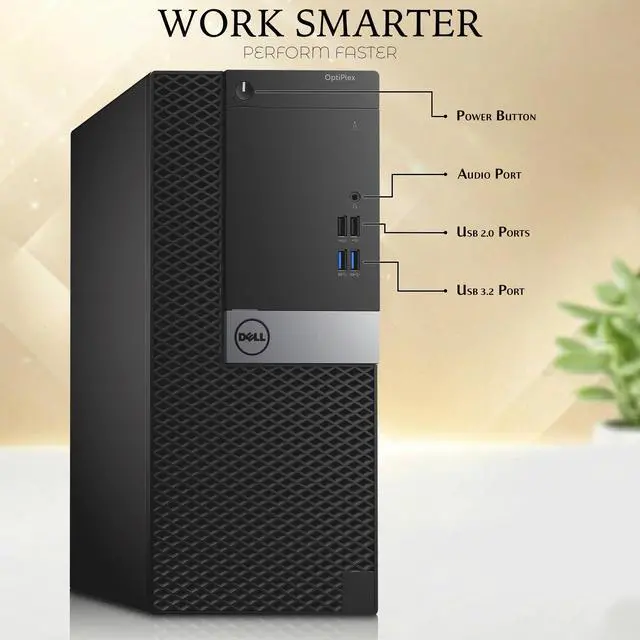 Alt view image 2 of 6 - Dell 5040 Desktop Tower PC, Intel Core i7-6700, 16GB RAM, 512GB SSD, Wireless Keyboard and Mouse, Built-in Wi-Fi, Windows 11 Pro, Business Computer, Home and Office PC (Renewed)