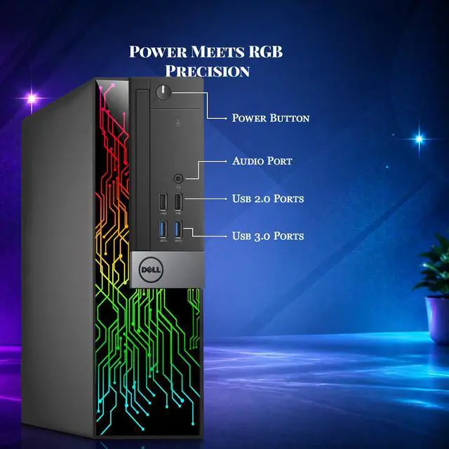 Alt view image 2 of 6 - Dell 3040 RGB Gaming Desktop PC, Intel Core i5-6500, 16GB Ram, 512GB SSD, AMD Radeon RX-550 Graphics Card, RGB Keyboard and Mouse, RGB Speakers, Wi-Fi, Windows 11 (Refurbished)