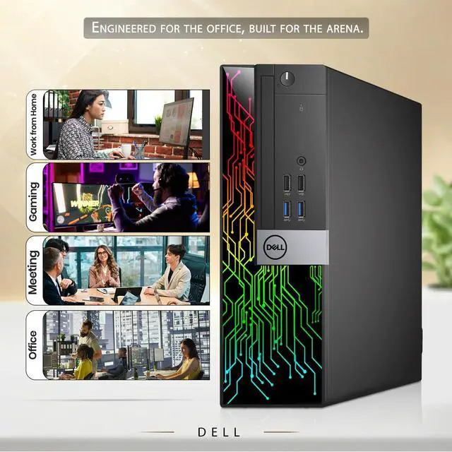 Alt view image 6 of 6 - Dell 3040 RGB Gaming PC, Intel Core i5-6500, 16GB Ram, 1TB SSD, AMD Radeon RX-550 Graphics Card, RGB Keyboard and Mouse, RGB Speakers, Wi-Fi, Desktop Computer, Windows 11 (Refurbished)