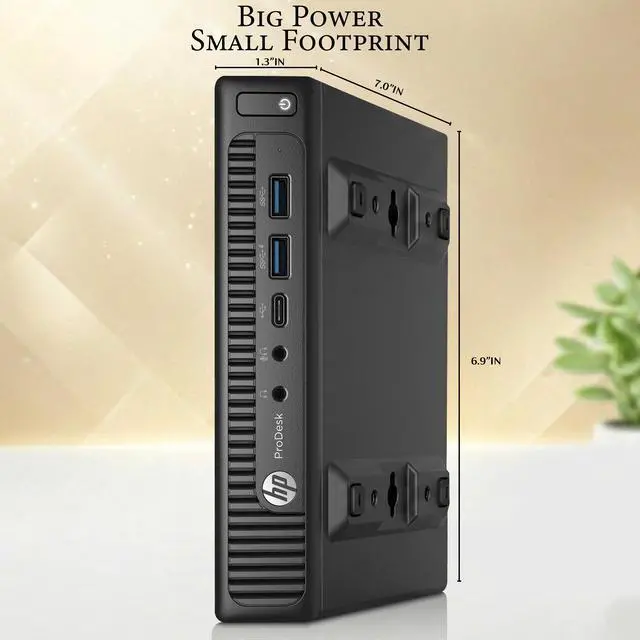 Alt view image 3 of 5 - HP 600 G2 Desktop Mini PC, Intel Core i5-6500T up to 3.10GHz, 6MB Intel Smart Cache, 32GB DDR4 RAM, 256GB SSD, intel HD Graphics, Wireless Keyboard and Mouse, WiFi, Business Computer