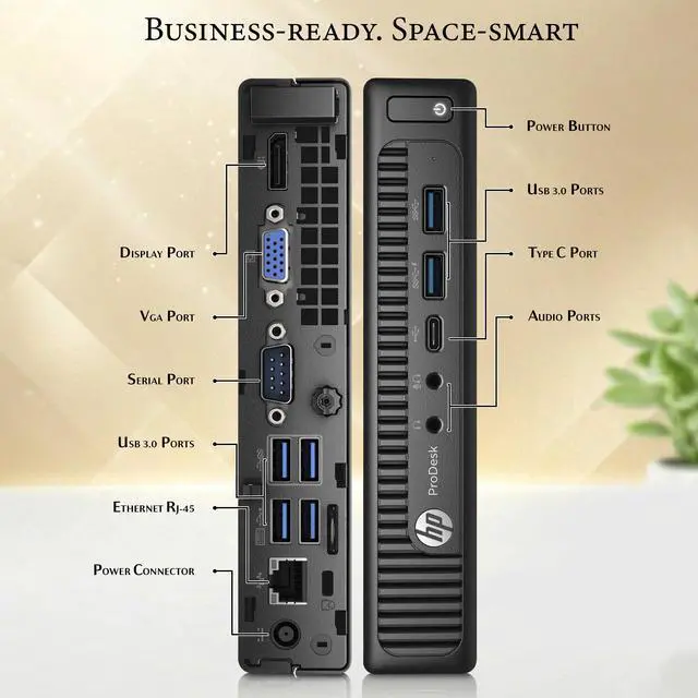 Alt view image 2 of 5 - HP 600 G2 Desktop Mini PC, Intel Core i5-6500T up to 3.10GHz, 6MB Intel Smart Cache, 32GB DDR4 RAM, 256GB SSD, intel HD Graphics, Wireless Keyboard and Mouse, WiFi, Business Computer
