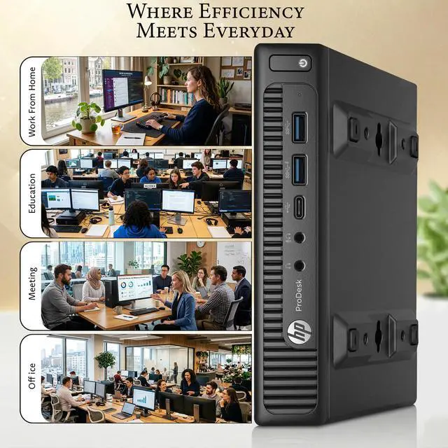 Alt view image 5 of 5 - HP 600 G2 Desktop Mini PC, Intel Core i5-6500T up to 3.10GHz, 6MB Intel Smart Cache, 32GB DDR4 RAM, 256GB SSD, intel HD Graphics, Wireless Keyboard and Mouse, WiFi, Business Computer