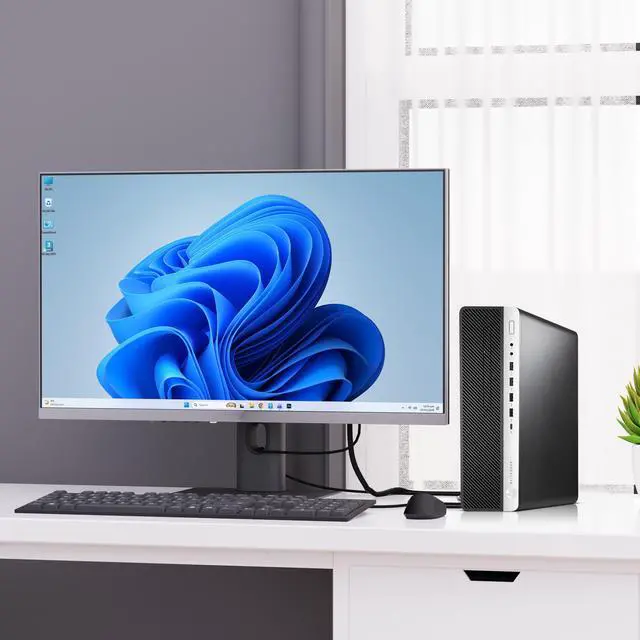 Alt view image 5 of 6 - HP 800 G4 SFF Desktop Computer | Intel Core i7-8700 CPU Up to 4.60 GHz | 8GB DDR4 RAM | 256GB SSD | 24 LED Monitor | Keyboard and Mouse | Built-in WiFi | Windows 11 Professional | Home and office PC