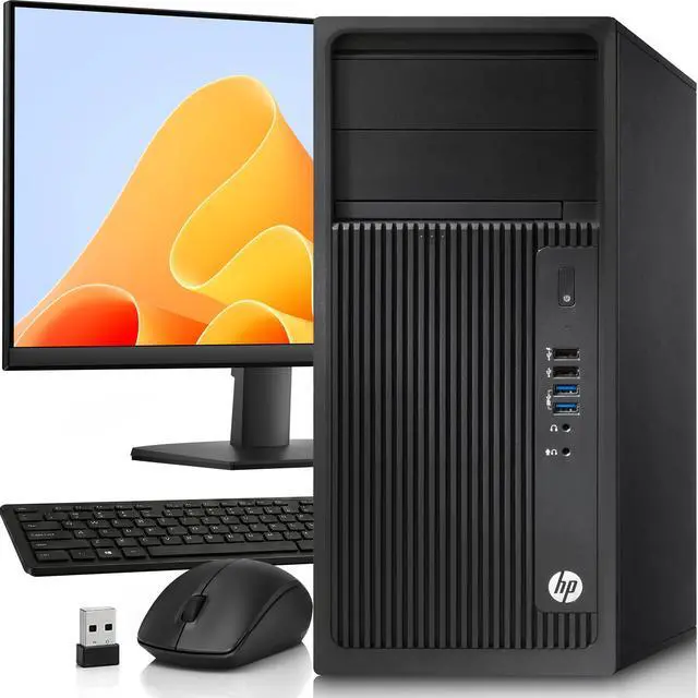 Main image of HP Z240 Tower Computer WorkStation PC, Intel Core i5 6500 up to 3.60GHz Processor, 8GB DDR4 Ram, 256GB SSD, 24 Inch LED Monitor, 2 Display Ports, Wireless Keyboard & Mouse, Built-in Wifi, Windows 11