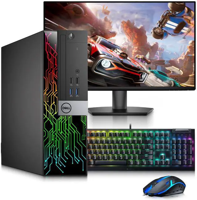 Main image of Dell OptiPlex 3040 RGB Gaming Desktop PC, Intel Core i5-6500 Up to 3.60GHz, 16GB RAM, 256GB SSD, 24 Inch LED Monitor, NVIDIA GeForce GT 1030, RGB Keyboard Mouse, Wi-Fi Adapter, Windows 11 Pro