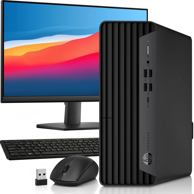 Main image of HP Prodesk 600 G6 Desktop Computer, Intel Core i5-10500, 8GB Ram, 256GB SSD, 24 Inch LED Monitor, Intel UHD Graphics 630, Wireless Keyboard and Mouse, Wi-Fi Adapter, Windows 11 Pro, Home and Office PC