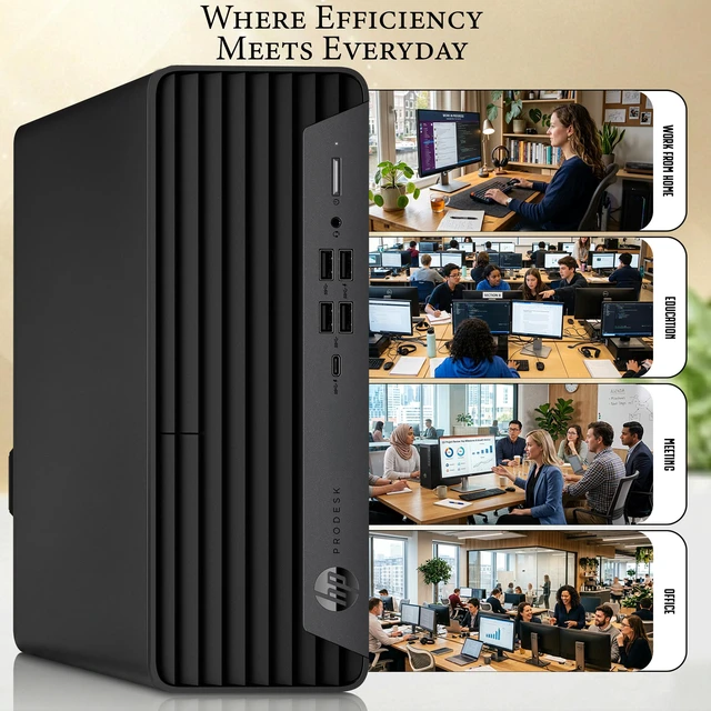 Alt view image 6 of 6 - HP Prodesk 600 G6 Desktop Computer PC, Intel Core i5-10500 10 Gen, 32GB Ram, 256GB SSD, Intel UHD Graphics 630, Keyboard and Mouse, Built-in WiFi, Windows 11 Pro, Home and Office PC