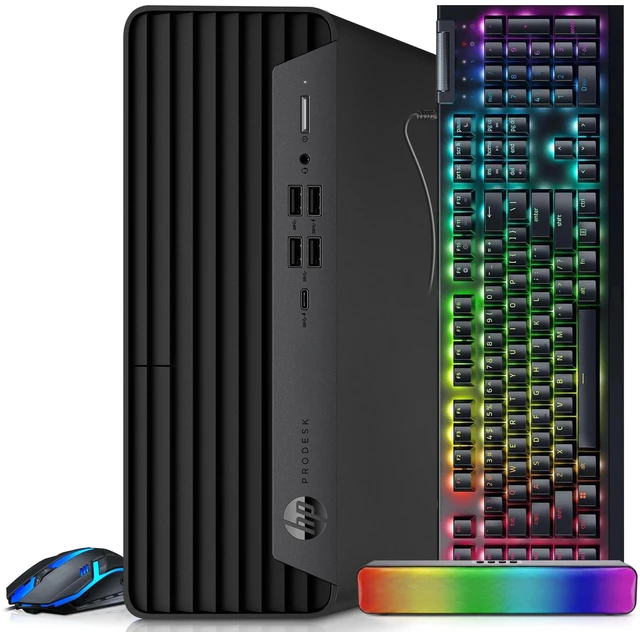 Main image of HP Prodesk 600 G6 Gaming Desktop Computer PC, Intel Core i5-10500 10 Gen, 8GB DDR4 Ram, 512GB SSD, NVIDIA GT 1030 Graphic Card, RGB Keyboard Mouse & Sound bar, Wi-Fi Adapter, Windows 11 Pro ( Renewed)
