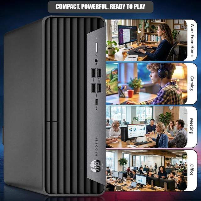 Alt view image 6 of 6 - HP Prodesk 600 G6 Gaming Desktop Computer PC, Intel Core i5-10500 10 Gen, 8GB DDR4 Ram, 1TB SSD, NVIDIA GT 1030 Graphic Card, RGB Keyboard Mouse & Headphones, Wi-Fi Adapter, Windows 11 Pro ( Renewed)