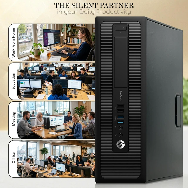 Alt view image 6 of 6 - HP Prodesk 600 G1 Business Desktop PC | Intel Core i5-4570 4th Gen | 16GB Ram | 256GB SSD | Intel HD Graphics | Wireless Keyboard and Mouse | Built-in Wi-Fi | Home and Office Computer | Refurbished
