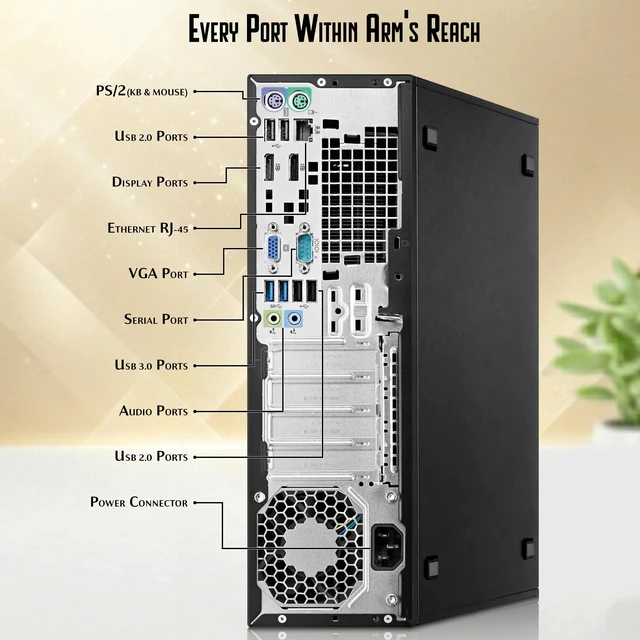 Alt view image 3 of 6 - HP Prodesk 600 G1 Desktop PC | Intel Core i5-4570 4th Gen | 8GB Ram | 256GB SSD | 24 Inch LED Monitor | Intel HD Graphics | Keyboard and Mouse | Wi-Fi Adapter | Home and Office Computer | Refurbished