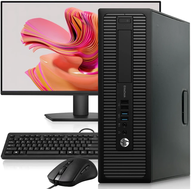 Main image of HP EliteDesk 800 G1 Business Desktop Computer PC | Intel Core i5-4570 4th Gen | 8GB Ram | 256GB SSD | 24 Inch LED Monitor | Keyboard and Mouse | Wi-Fi Adapter | Home and Office PC | Refurbished