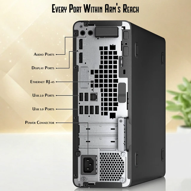 Alt view image 3 of 6 - HP Prodesk 600 G3 Business Computer PC | Intel Core i5-6500 6th Gen Up to 3.60GHz | 8GB Ram | 128GB SSD | Wireless Keyboard and Mouse | Built-in Wi-Fi | Home and Office Desktop | Renewed