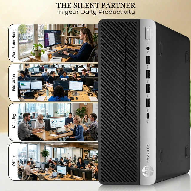 Alt view image 6 of 6 - HP Prodesk 600 G3 Business Computer PC | Intel Core i5-6500 6th Gen Up to 3.60GHz | 8GB Ram | 128GB SSD | Wireless Keyboard and Mouse | Built-in Wi-Fi | Home and Office Desktop | Renewed