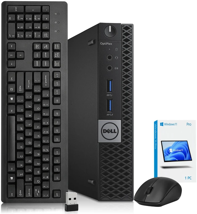 Main image of Dell Optiplex 7040 Desktop Micro PC, Intel i5-6500T upto 3.10GHz, 8GB Ram, 256GB SSD, HDMI, Display Port, Wireless Keyboard and Mouse, Built-in WiFi, Windows 11 Professional (Refurbished)