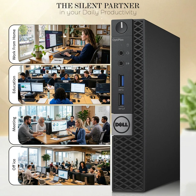 Alt view image 5 of 5 - Dell Optiplex 7040 Desktop Micro PC, Intel i5-6500T upto 3.10GHz, 8GB Ram, 256GB SSD, HDMI, Display Port, Wireless Keyboard and Mouse, Built-in WiFi, Windows 11 Professional (Refurbished)