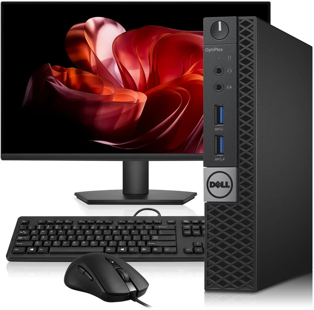 Main image of Dell Optiplex 7040 Desktop Micro Computer, Intel i7-6700T 2.80GHz, 8GB Ram, 128GB SSD, 24 Inch LED Monitor, Keyboard and Mouse, Built-in WiFi, Windows 11 Professional, Home and office PC (Renewed)