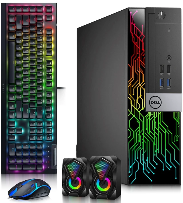 Main image of Dell Windows 11 RGB Desktop Gaming PC | Intel Core i7-6700 6th Gen | 32GB Ram | 512GB SSD | AMD Radeon RX550 | HDMI | Display Port | RGB Keyboard Mouse & Speakers| Wi-Fi Adapter (Renewed)