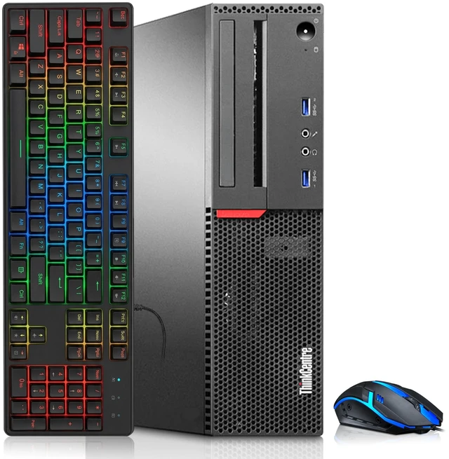 Main image of Lenovo Think Centre Gaming Desktop Computer PC, Intel Core i5-6500 6th Gen, 16GB Ram, 256GB SSD, 1TB HDD, AMD Radeon RX-550 Graphics Card, RGB Keyboard and Mouse, WiFi Adapter, Windows 11 Professional