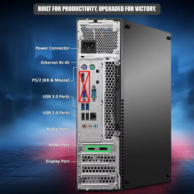Alt view image 3 of 6 - Lenovo ThinkCentre Gaming Desktop Computer PC, Intel Core i5-6500 6th Gen, 16GB Ram, 512GB SSD, AMD Radeon RX-550 Graphics Card, RGB Keyboard and Mouse, RGB Headphones, Wi-Fi Adapter, Windows 11 Pro