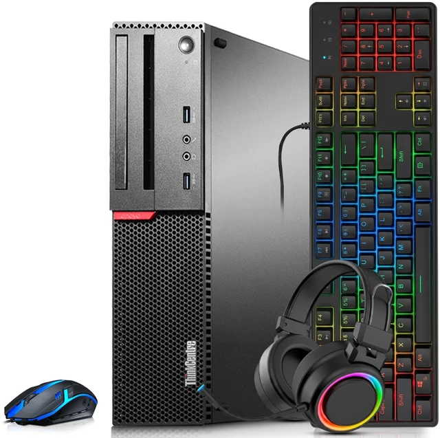 Main image of Lenovo ThinkCentre Gaming Desktop Computer PC, Intel Core i5-6500 6th Gen, 16GB Ram, 512GB SSD, AMD Radeon RX-550 Graphics Card, RGB Keyboard and Mouse, RGB Headphones, Wi-Fi Adapter, Windows 11 Pro