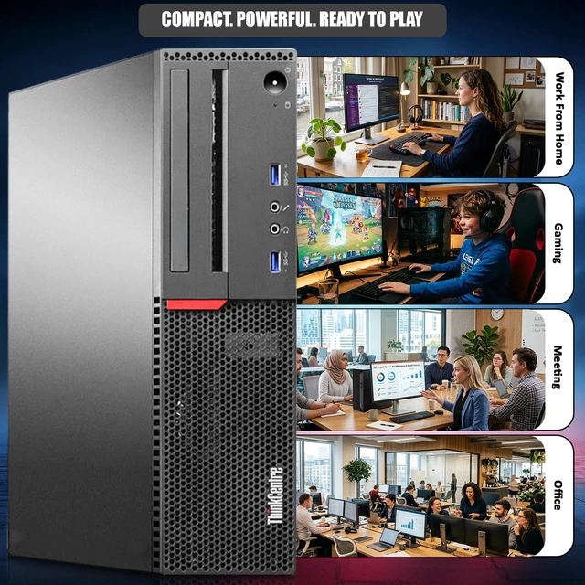 Alt view image 6 of 6 - Lenovo ThinkCentre Gaming Computer PC, Intel Core i5 6th Gen, 16GB Ram, 1TB SSD, AMD Radeon RX-550 Graphics Card, RGB Keyboard and Mouse, RGB Speakers, Wi-Fi Adapter, Windows 11 Pro