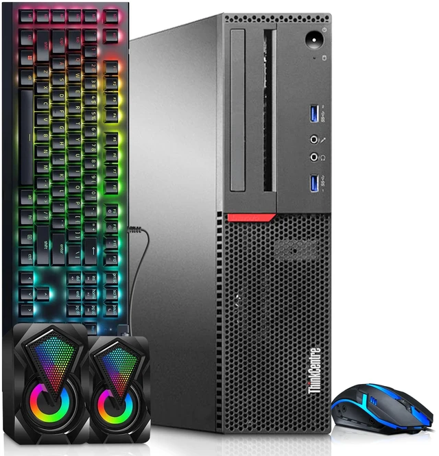 Main image of Lenovo ThinkCentre Gaming Computer PC, Intel Core i5 6th Gen, 16GB Ram, 1TB SSD, AMD Radeon RX-550 Graphics Card, RGB Keyboard and Mouse, RGB Speakers, Wi-Fi Adapter, Windows 11 Pro