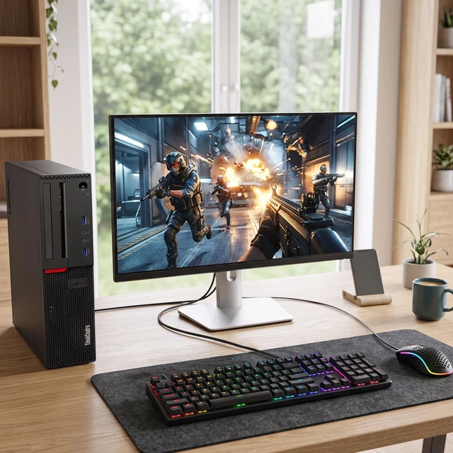Alt view image 5 of 6 - Lenovo ThinkCentre Gaming Computer PC, Intel Core i5 6th Gen, 16GB Ram, 1TB SSD, AMD Radeon RX-550 Graphics Card, RGB Keyboard and Mouse, RGB Speakers, Wi-Fi Adapter, Windows 11 Pro