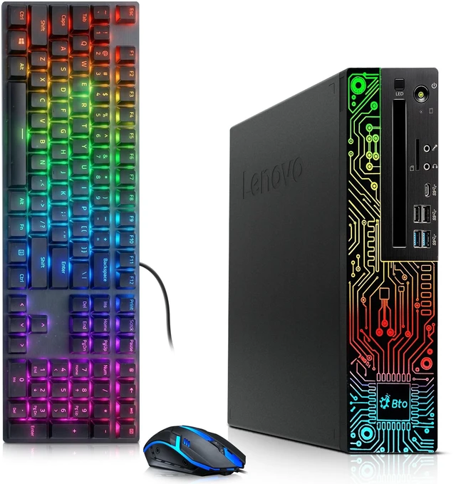 Main image of Lenovo ThinkCentre RGB Gaming Computer, 8th Gen Intel Core i5 up to 4.10 GHz, 16GB DDR4 Ram, 256GB SSD, AMD Radeon RX-550 Graphics Card, RGB Keyboard and Mouse, Wi-Fi Adapter, Windows 11 Pro