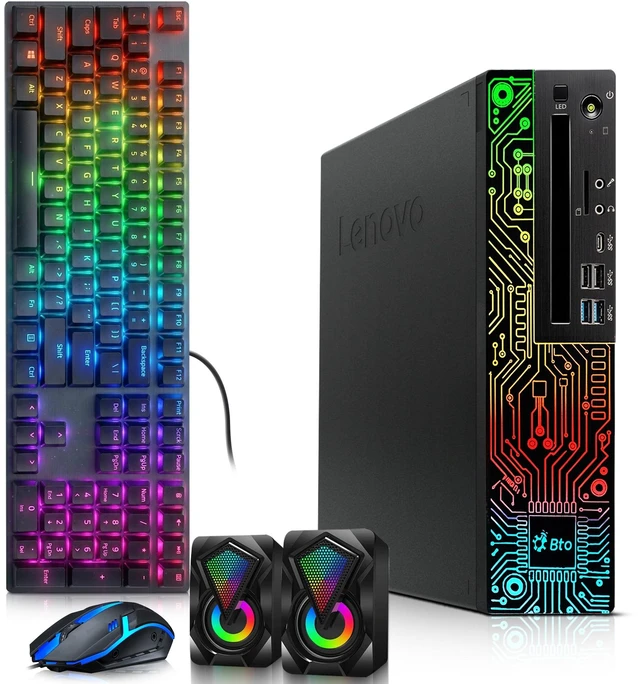 Main image of Lenovo ThinkCentre RGB Desktop Gaming Computer PC, Intel Core i5 8th Gen up to 4.10GHz, 32GB DDR4 Ram, 256GB SSD, AMD Radeon RX-550 Graphics Card, RGB Keyboard Mouse & Dual Speakers, Wi-Fi Adapter, Wi