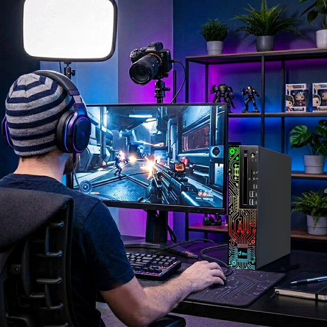 Alt view image 4 of 5 - Lenovo ThinkCentre RGB Desktop Gaming Computer PC, Intel Core i5 8th Gen up to 4.10GHz, 32GB DDR4 Ram, 256GB SSD, AMD Radeon RX-550 Graphics Card, RGB Keyboard Mouse & Dual Speakers, Wi-Fi Adapter, Wi