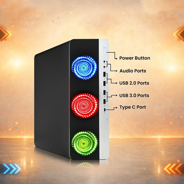 Alt view image 2 of 7 - HP 800 G3 RGB Gaming Computer PC, 6th Gen Intel Core i5, 16GB DDR4 RAM, 512GB SSD, AMD Radeon Rx-550 Graphics, RGB Keyboard Mouse + RGB Speakers, Wi-Fi Adapter, Gaming PC (Refurbished)