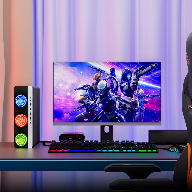 Alt view image 6 of 7 - HP 800 G3 RGB Desktop Gaming Computer, Intel Core i5-6500, 32GB DDR4 RAM, 512GB SSD, AMD Radeon Rx-550 Gaming Graphics, RGB Keyboard Mouse + RGB Headphones, Wi-Fi Adapter, Gaming PC (Refurbished)