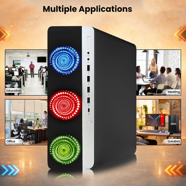 Alt view image 7 of 7 - HP 800 G3 RGB Desktop Gaming Computer, Intel Core i5-6500, 32GB DDR4 RAM, 512GB SSD, AMD Radeon Rx-550 Gaming Graphics, RGB Keyboard Mouse + RGB Headphones, Wi-Fi Adapter, Gaming PC (Refurbished)