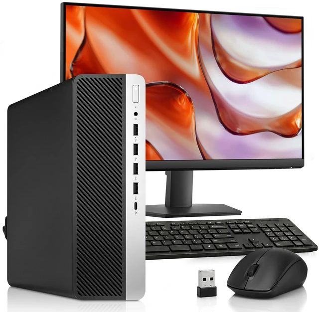 Main image of HP 600 G5 Business Desktop PC, Intel Core i5-9500 upto 4.40GHz Speed, 8GB RAM, 256GB SSD, 24 Inch LED Monitor, Wireless Keyboard and Mouse, Built-in WiFi, Windows 11 Pro (Refurbished)