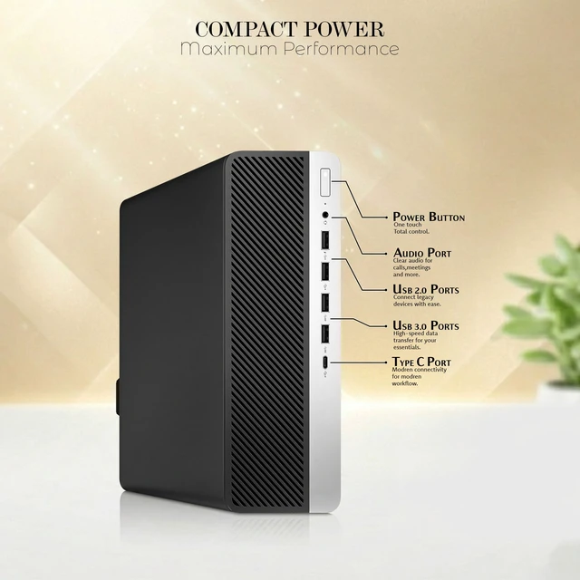 Alt view image 2 of 6 - HP 600 G5 Business Desktop Computer PC, Intel Core i5-9500 upto 4.40GHz Speed, 16GB RAM, 256GB SSD, 24 Inch LED Monitor, Wireless Keyboard and Mouse, Built-in WiFi, Windows 11 Pro (Refurbished)