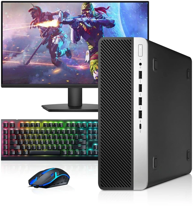 Main image of HP 600 G5 RGB Desktop Gaming PC, Intel Core i5-9500 upto 4.40GHz Speed, 16GB RAM, 256GB SSD, 24 Inch LED Monitor, AMD Radeon Rx-550 Graphic Card, RGB Keyboard and Mouse, WiFi, Windows 11 Pro (Renewed)