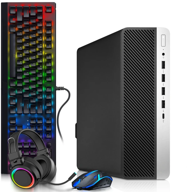 Main image of HP 600 G5 RGB Desktop Gaming PC, Intel Core i5-9500 upto 4.40GHz Speed, 16GB RAM, 512GB SSD, AMD Radeon Rx-550 Graphic Card, RGB Keyboard and Mouse, RGB Headphones, Wi-Fi, Windows 11 Pro (Renewed)