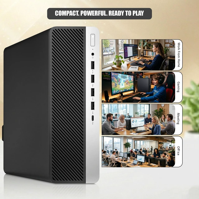 Alt view image 6 of 6 - HP 600 G5 RGB Desktop Gaming PC, Intel Core i5-9500 upto 4.40GHz Speed, 16GB RAM, 512GB SSD, AMD Radeon Rx-550 Graphic Card, RGB Keyboard and Mouse, RGB Headphones, Wi-Fi, Windows 11 Pro (Renewed)