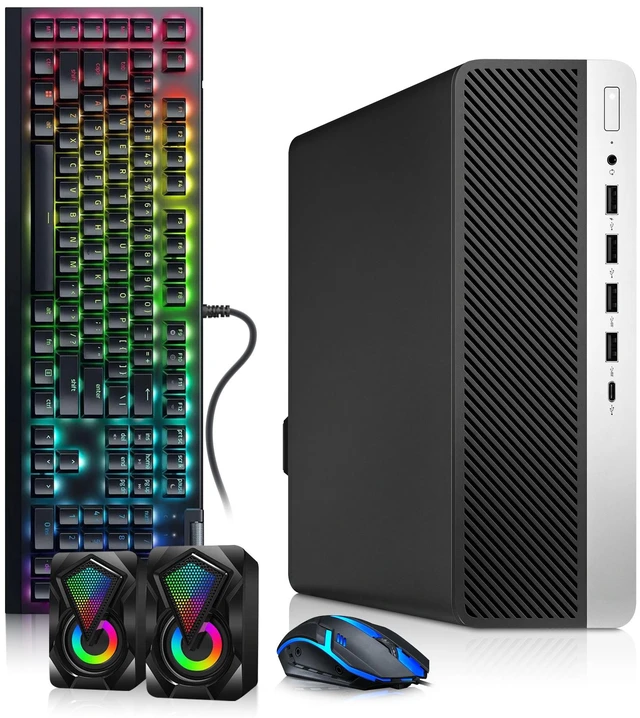 Main image of HP 600 G5 RGB Desktop Gaming Computer, Intel Core i5-9500 upto 4.40GHz Speed, 16GB RAM, 1TB SSD, AMD Radeon Rx-550 Graphic Card, RGB Keyboard and Mouse, RGB Speakers, WiFi, Windows 11 Pro (Renewed)