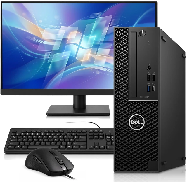 Main image of Dell Precision 3431 Business Desktop Computer, Intel core i7-9700 upto 4.70GHz, 8GB DDR4 RAM, 256GB SSD, 24 Inch LED Monitor, Keyboard and Mouse, Built-in Wi-Fi, Home and office PC, Windows 11 Pro