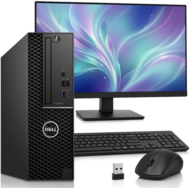 Main image of Dell Precision 3431 Desktop PC, Intel core i7 9th Gen upto 4.70GHz, 16GB DDR4 RAM, 256GB SSD, 24 LED Monitor, Wireless Keyboard and Mouse, Built-in Wi-Fi, Home and office PC, Windows 11 Pro (Renewed)