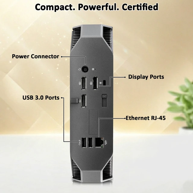 Alt view image 3 of 6 - HP Z2 G3 Mini Desktop Workstation PC, Intel Core i7-7700 3.60Ghz, 8GB RAM, 256GB SSD, Support 4K Resolution, Display Ports, Keyboard and Mouse, WiFi Adapter, Home and office PC, Windows 11 Pro