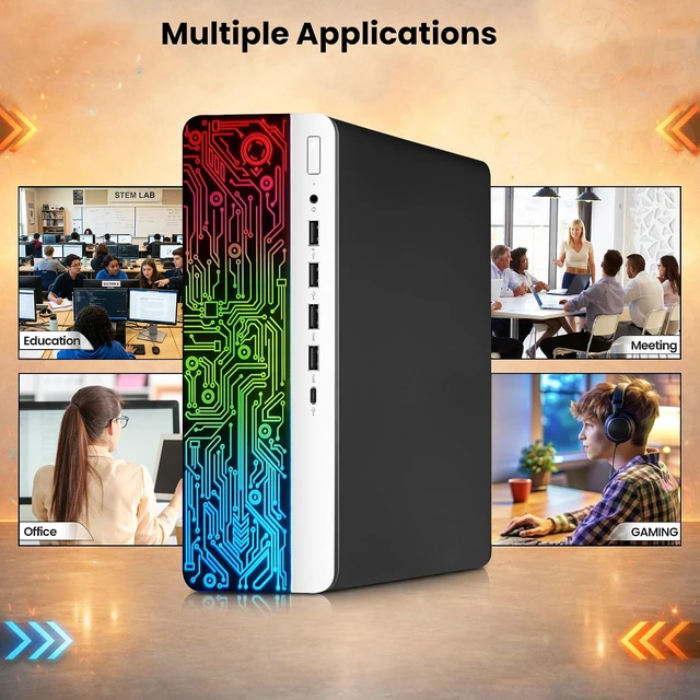 Alt view image 6 of 6 - HP 600 G3 RGB Gaming Computer PC, Intel Core i5-6500 Quad Core up to 3.60GHz, 16GB DDR4 RAM, 256GB SSD, AMD Radeon Rx-550, RGB Keyboard and Mouse, Wi-Fi, Gaming Desktop, Windows 11 Professional