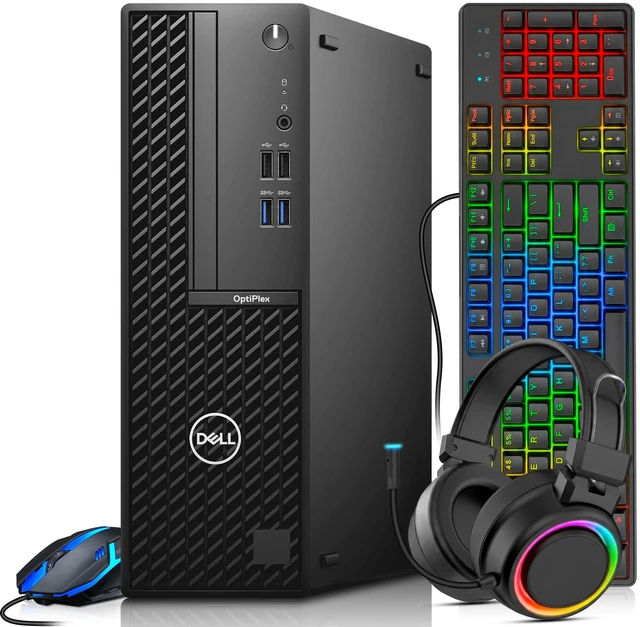 Main image of Dell OptiPlex Gaming Desktop PC, Intel Core i5-10th 3.10GHz, 16GB RAM, 512GB SSD, AMD Radeon RX-550 Graphics, RGB Keyboard & Mouse, RGB Headphones, Wi-Fi Adapter, Windows 11 Professional