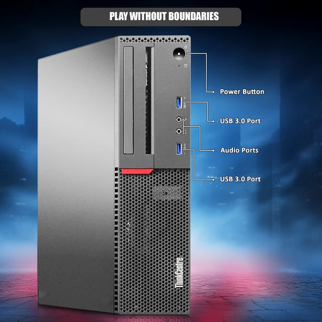 Alt view image 2 of 6 - Lenovo Think Centre Gaming Desktop Computer, Intel Core i5-6th 3.20GHz, 16GB RAM, 1TB SSD, NVIDIA GeForce GT 1030, RGB Keyboard and Mouse, RGB Headphones, Built-in Wi-Fi, Windows 11 Professional