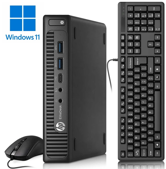 Main image of HP EliteDesk 800 G2 Desktop Mini PC, Intel Core i5-6th 6th Gen 2.50GHz, 6MB Intel Smart Cache Memory, 8GB RAM, 128GB SSD, Keyboard and Mouse, Wi-Fi, Home and Office PC, Windows 11 Professional