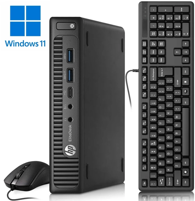 Main image of HP EliteDesk 800 G2 Desktop Tiny Computer, Intel Core i5-6th 6th Gen 2.50GHz, 6MB Intel Smart Cache Memory, 8GB RAM, 256GB SSD, Keyboard and Mouse, Wi-Fi, Home and Office PC, Windows 11 Professional